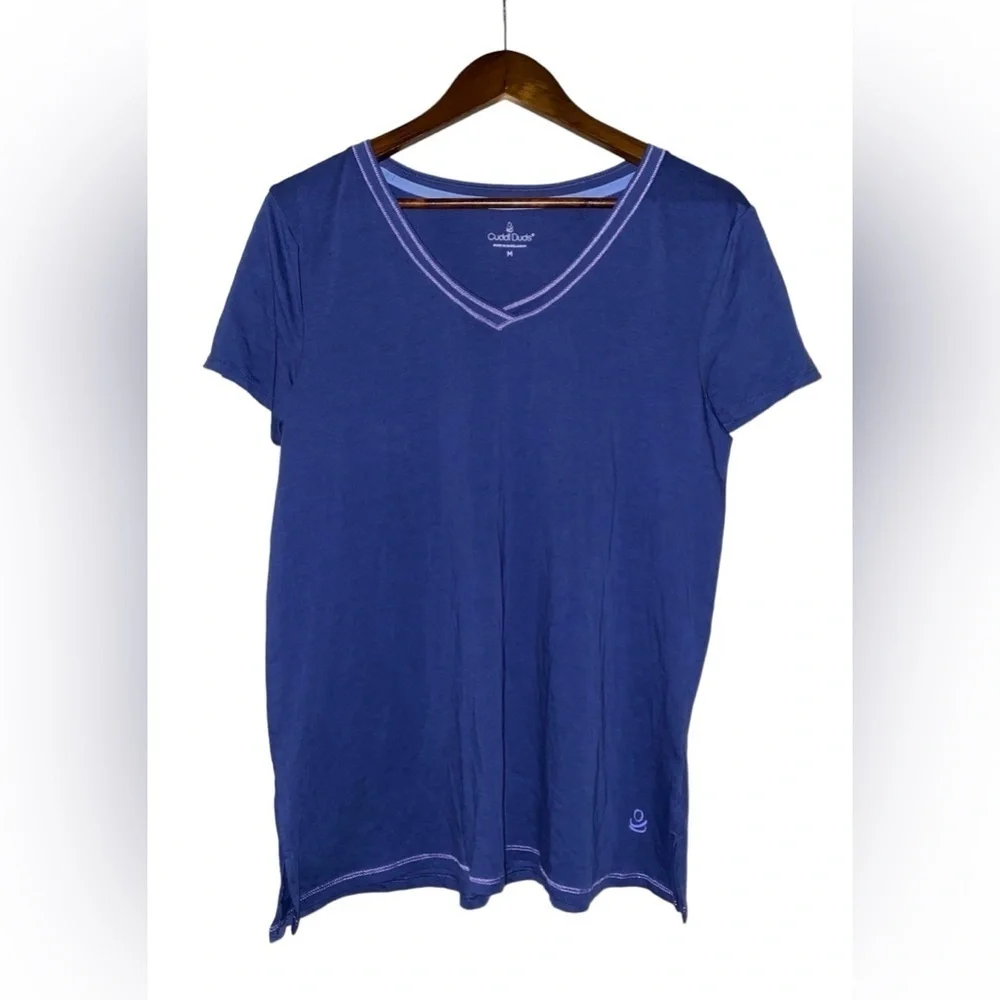Women’s Cuddl Duds® Pajama V-Neck‎ Tee Shirt M Pullover Lounge Relax Fit Sleep